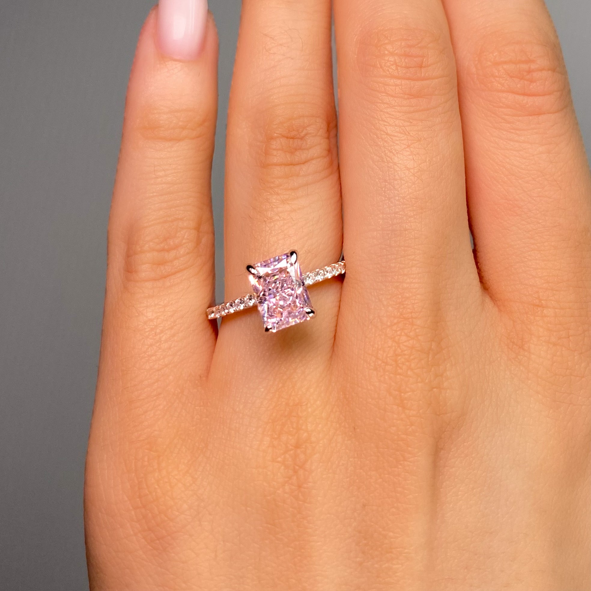 Bague mini Lucent (blush) - Argent Blanc