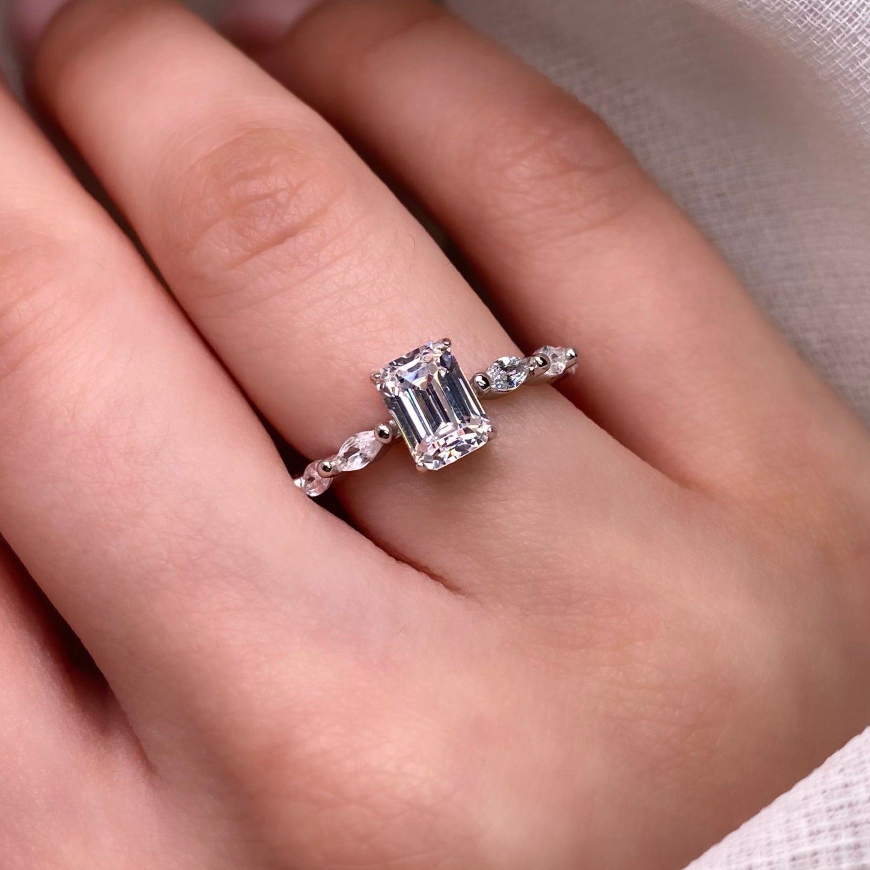 Bague Luna Square - Argent Blanc