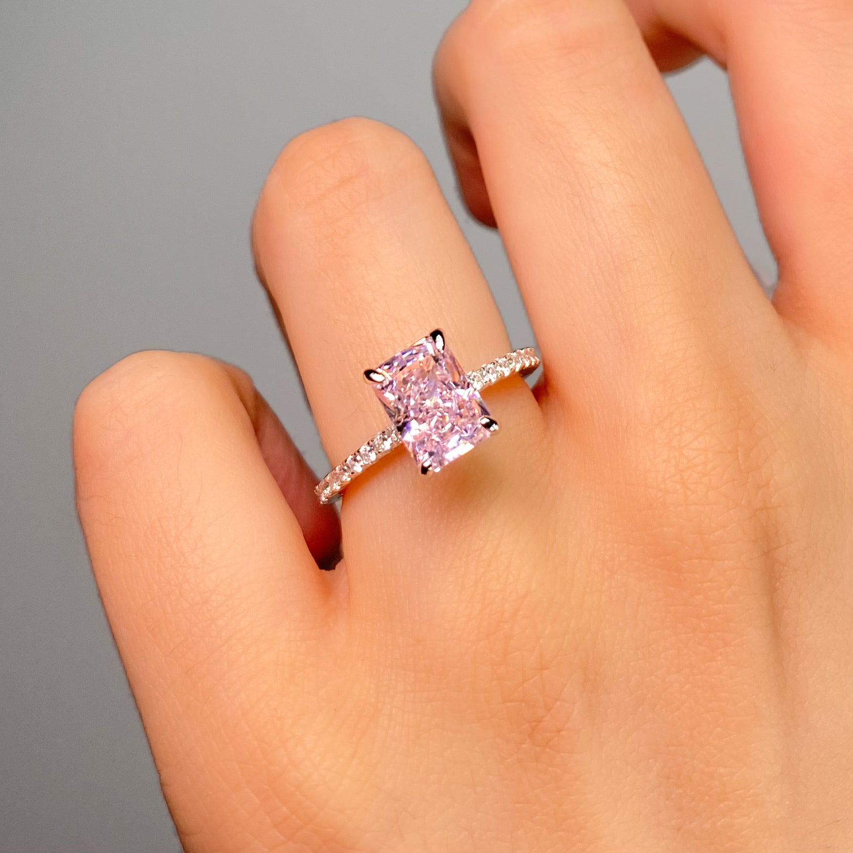 Bague mini Lucent (blush) - Argent Blanc