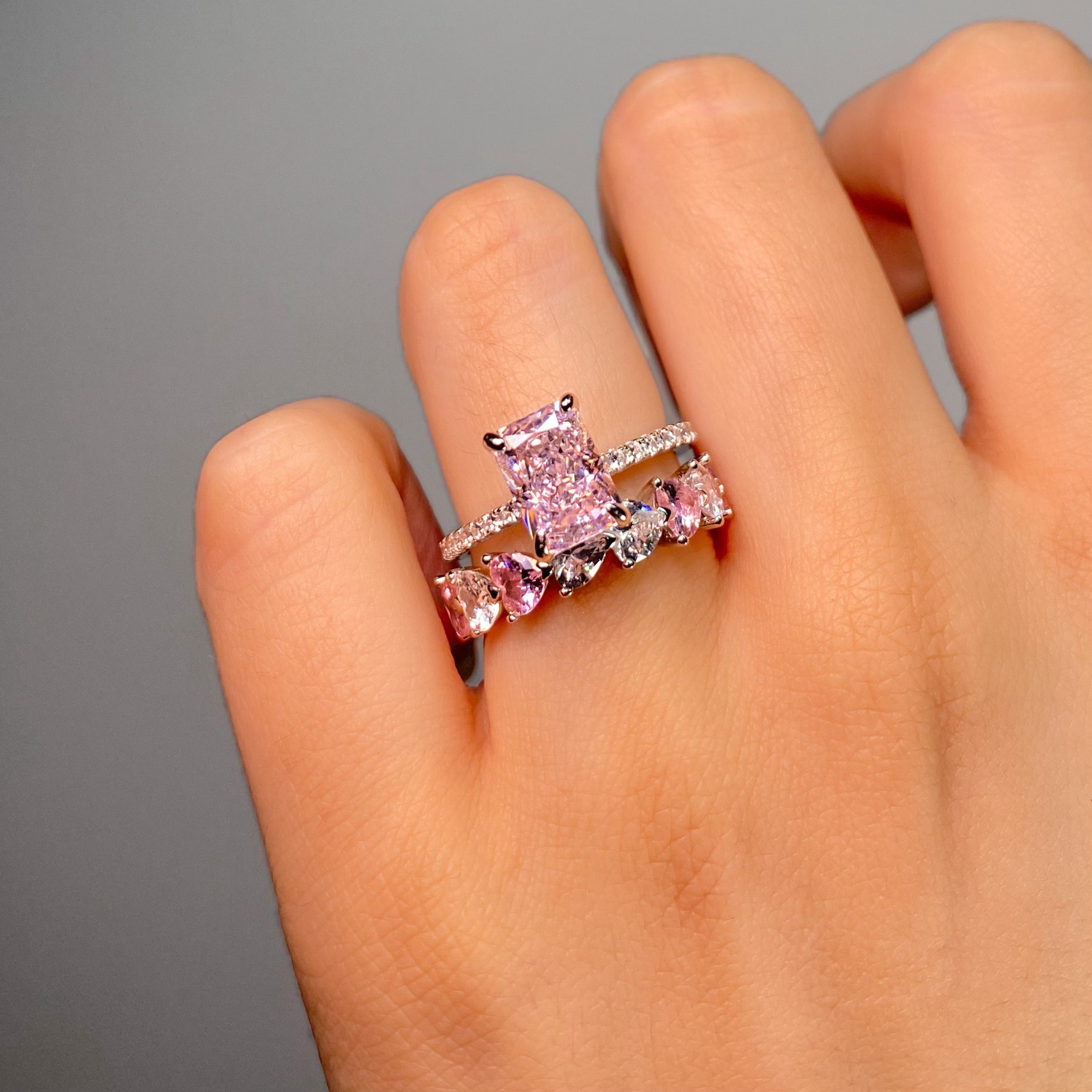 Bague mini Lucent (blush) - Argent Blanc